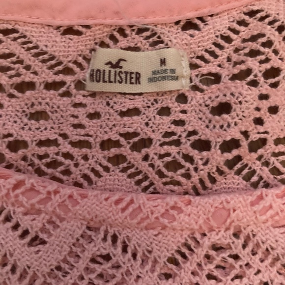 Hollister Flowy Crochet Knit Crop Top w/ Lace Detail. Summer Beach Bikini Cover - Picture 3 of 5